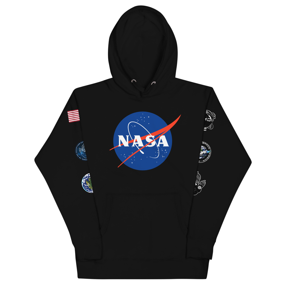 Nasa hoodie with flags cheap on sleeves