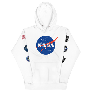 NASA Unisex Hoodie w/flag and Sleeve Logos [3 on each]