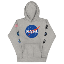 Load image into Gallery viewer, NASA Unisex Hoodie w/flag and Sleeve Logos [3 on each]